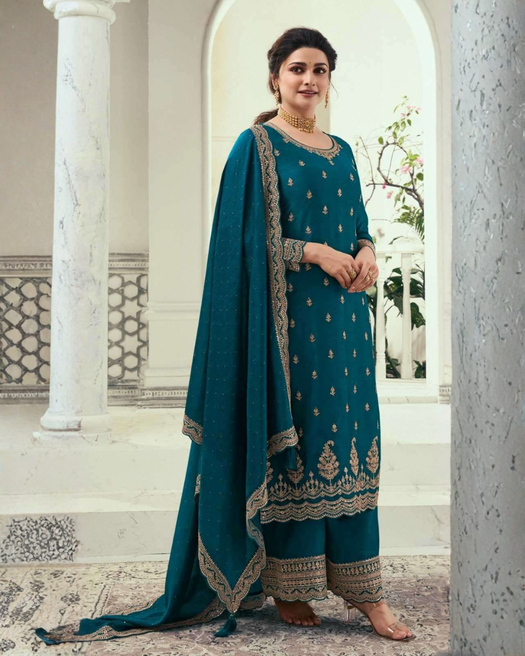 Heritage silk georgette palazo set