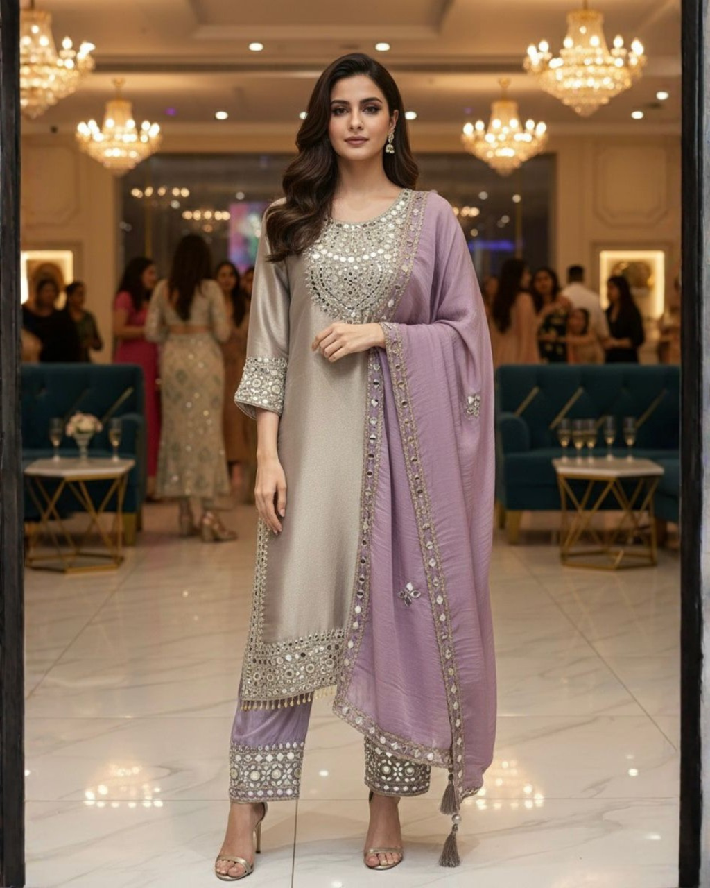 Opulent Russian Silk Palazzo Ensemble