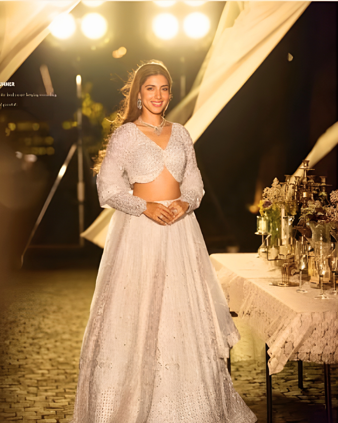 Starlight Crystalline Hand-Beaded Net Lehenga Ensemble