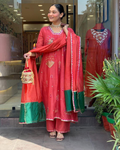Mul Chanderi A-Line Suit Set with Dupatta