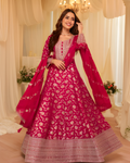 Viscose Jacquard Silk Embroidered Gown Set