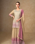 Sage Radiance Hand-Embellished Real Georgette Sharara Set