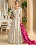 Ivory Grace Hand-Embroidered Georgette Designer Gown