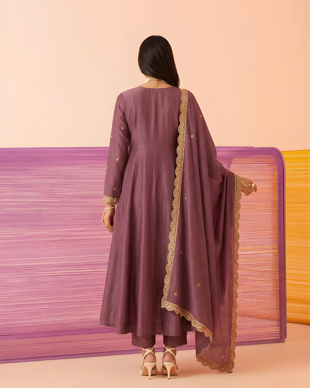 Silk Blend Embroidered Anarkali Set with Dupatta