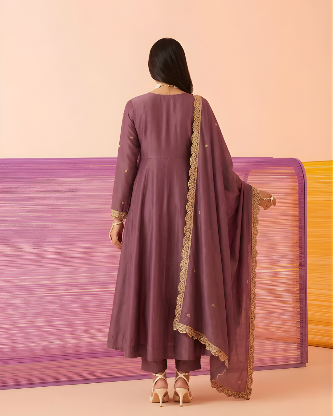 Silk Blend Embroidered Anarkali Set with Dupatta