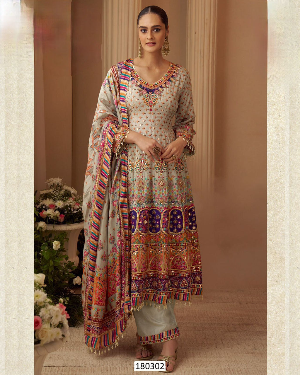 Heritage crepe silk suit set