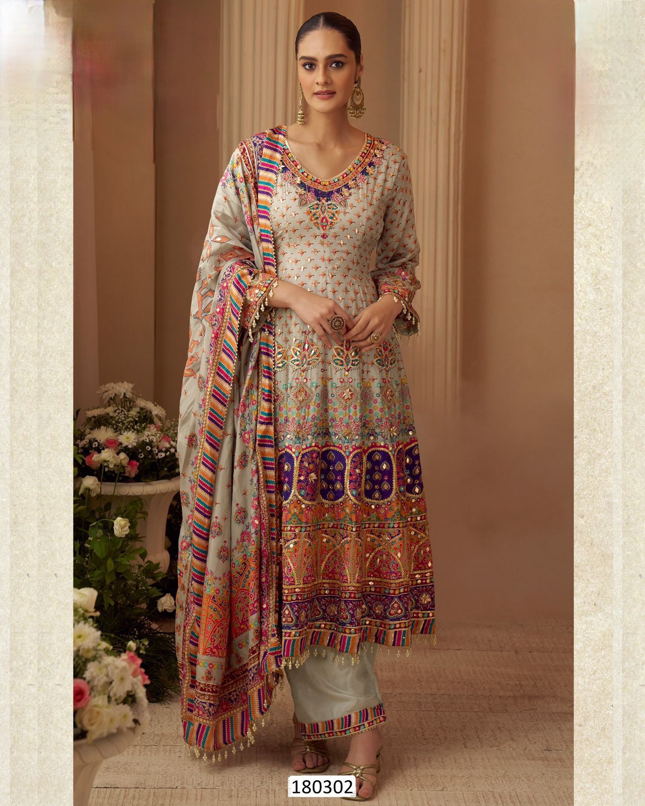 Heritage crepe silk suit set