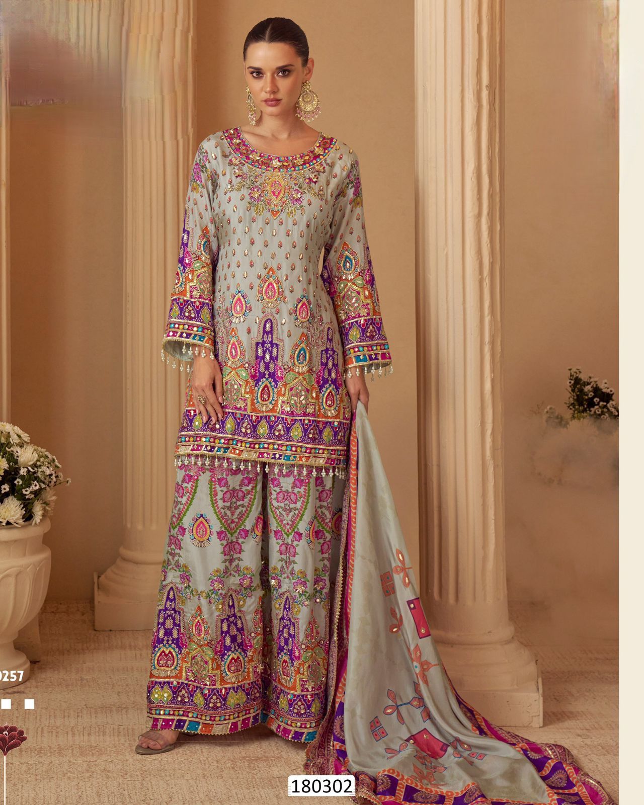Heritage crepe silk suit set