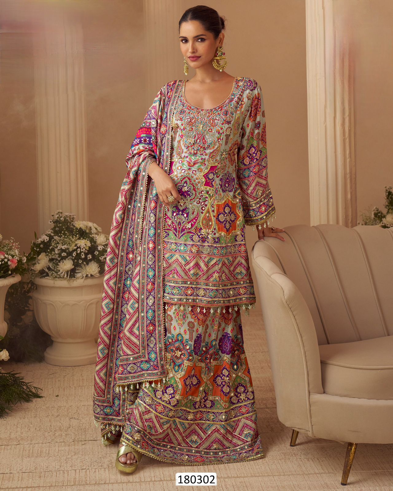 Heritage crepe silk suit set
