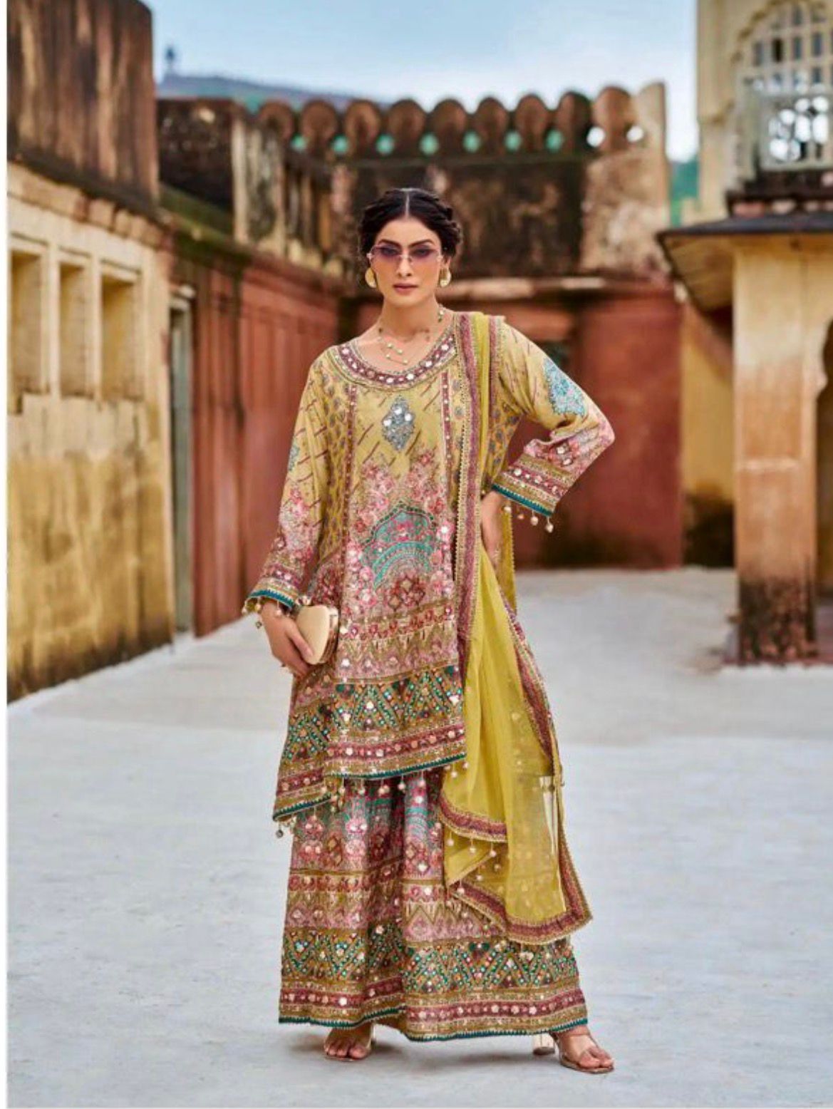 Rich chinon silk sharara