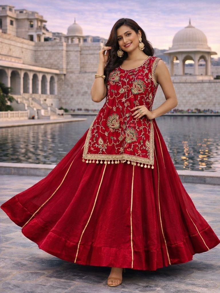 Zari embroidery work lehnga