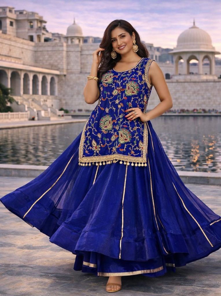 Zari embroidery work lehnga