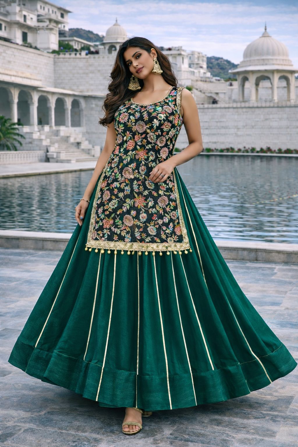 Zari embroidery work lehnga
