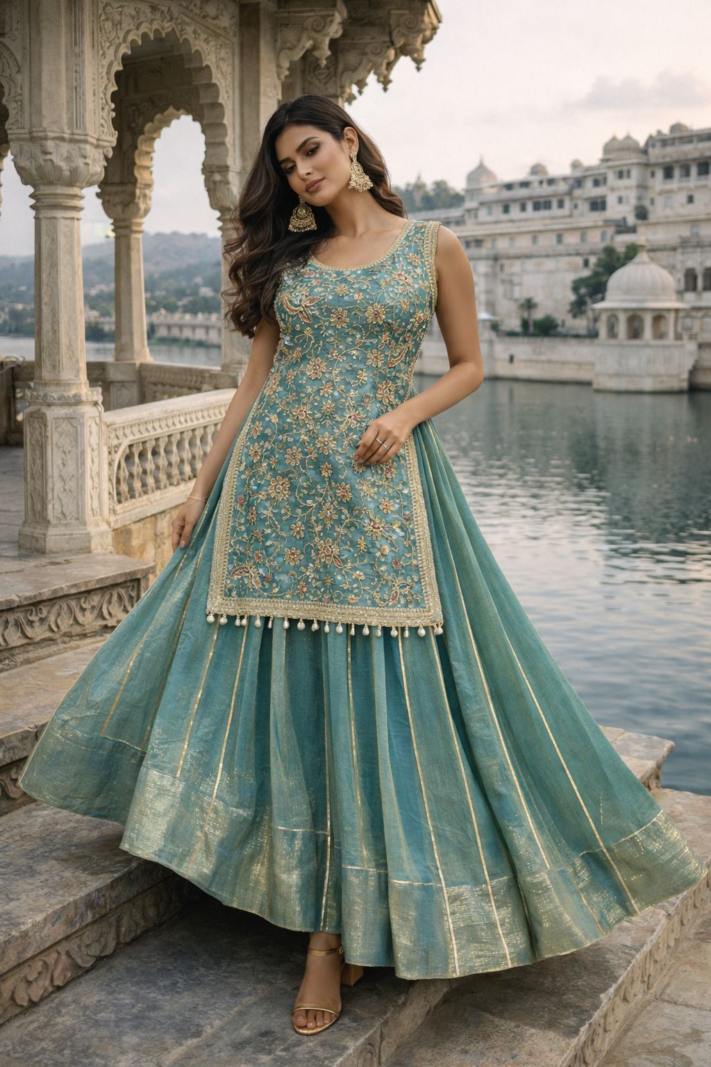 Zari embroidery work lehnga