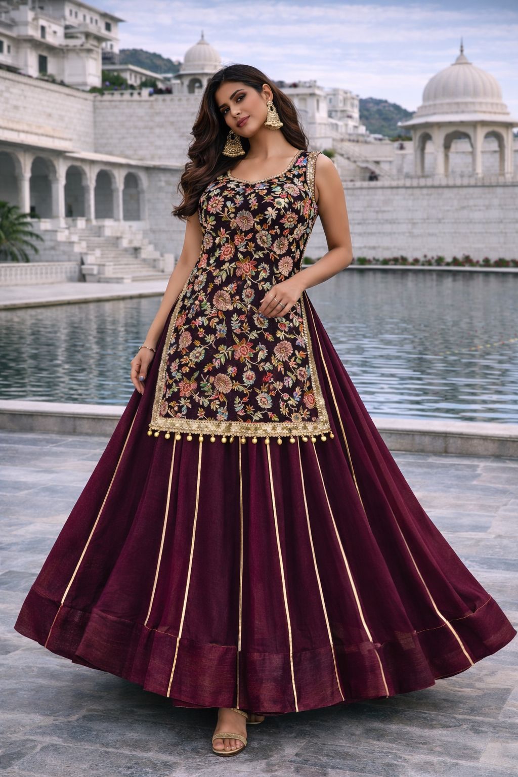 Zari embroidery work lehnga