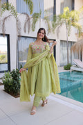Pure chanderi embroidered suit