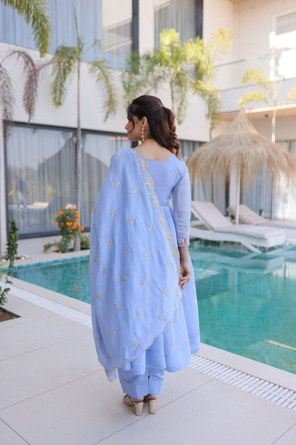 Pure chanderi embroidered suit