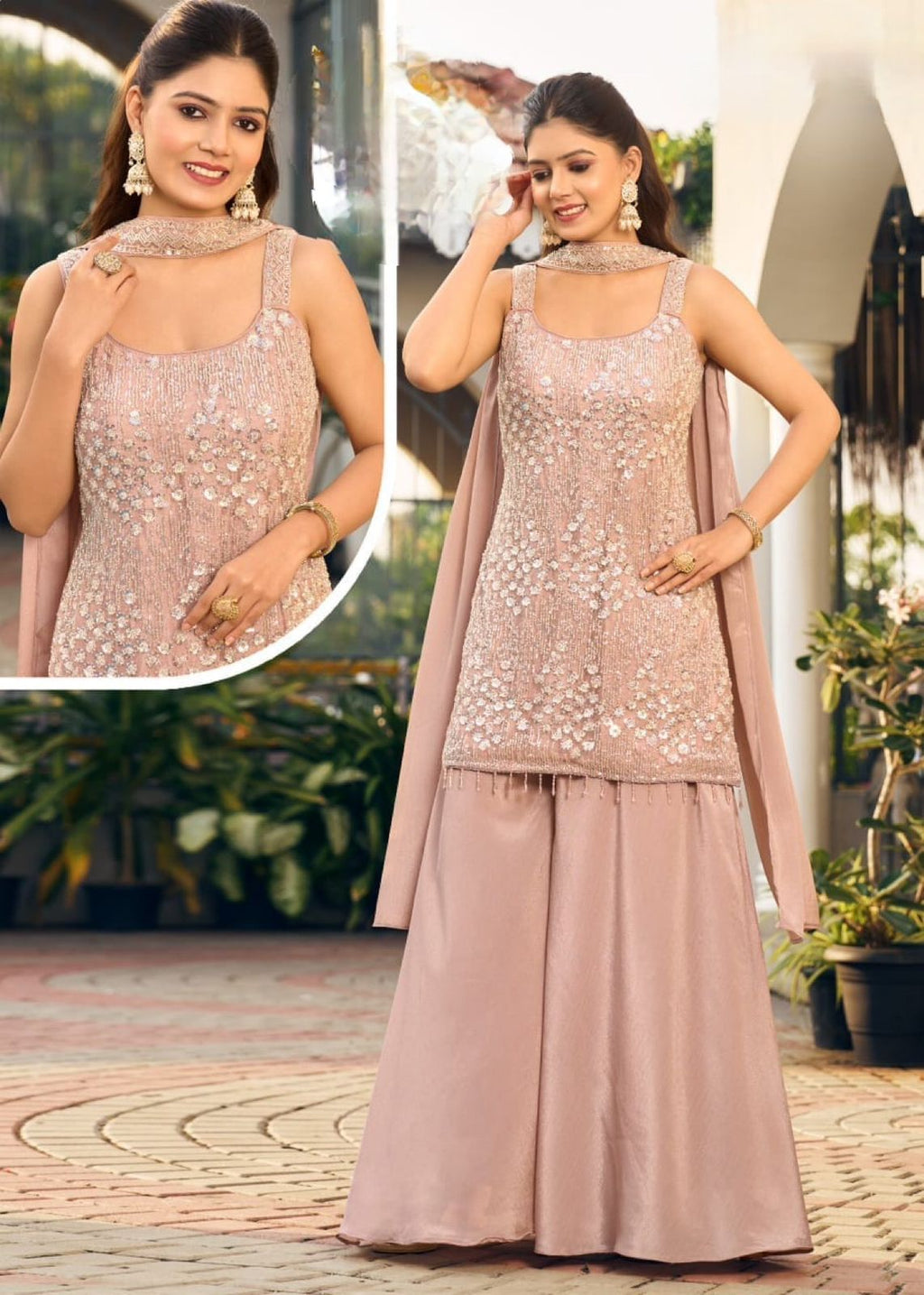 Sequence work sharara suit set