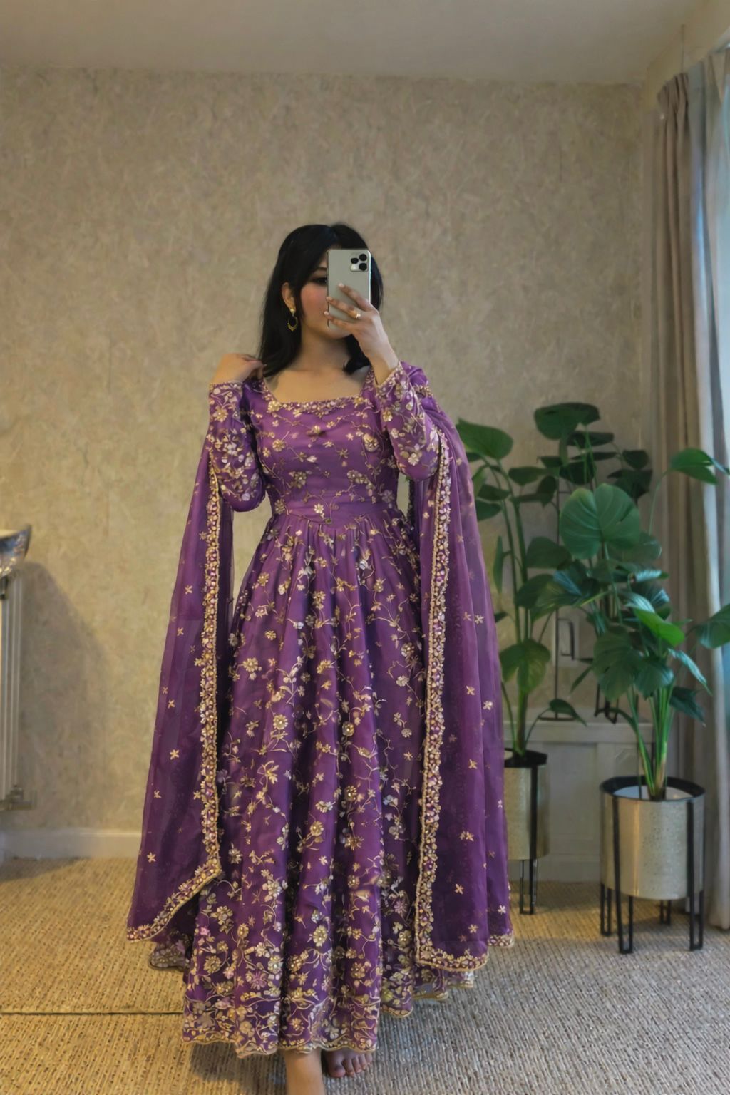 Heritage  full embroidered  gown set