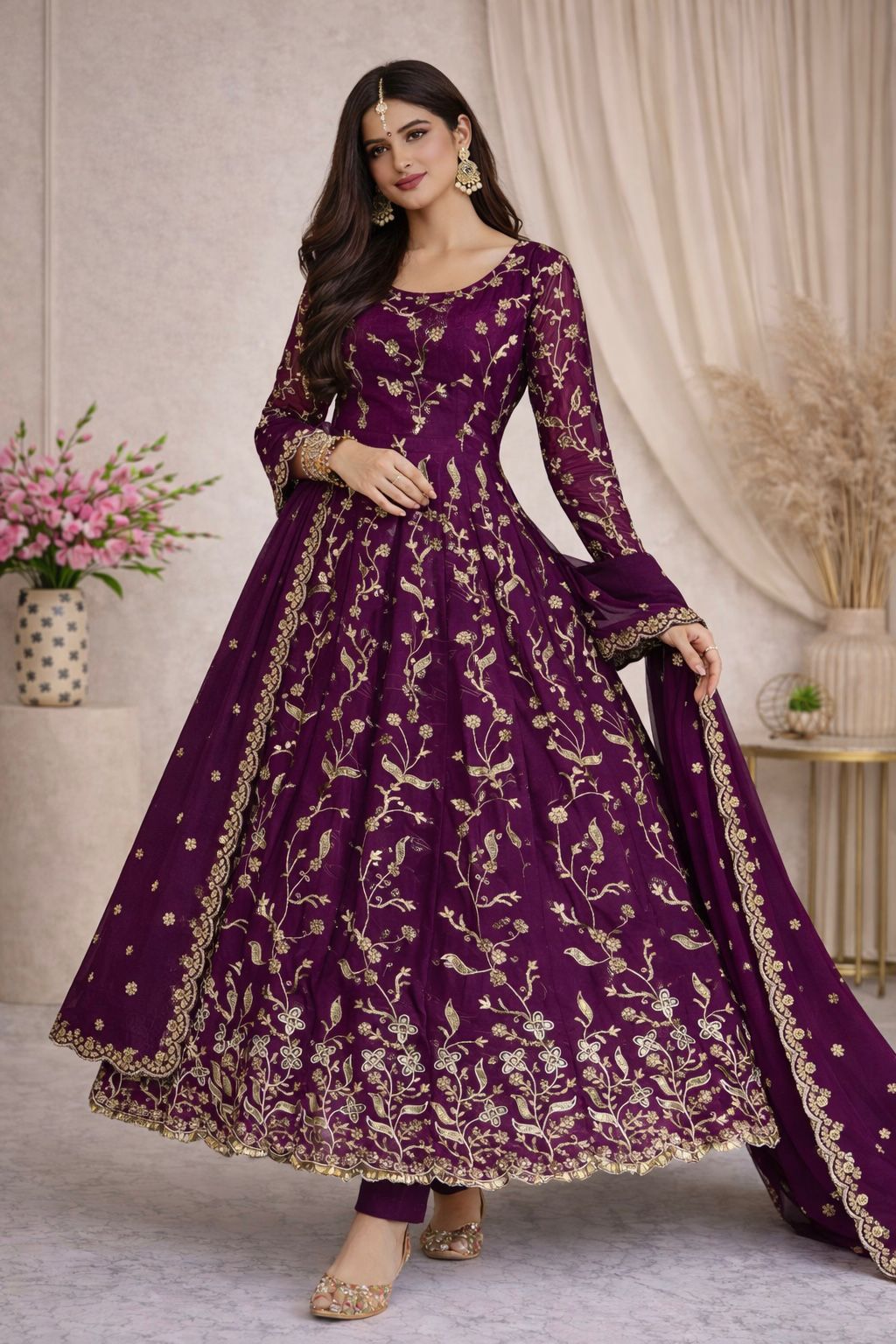Heritage  full embroidered  gown set
