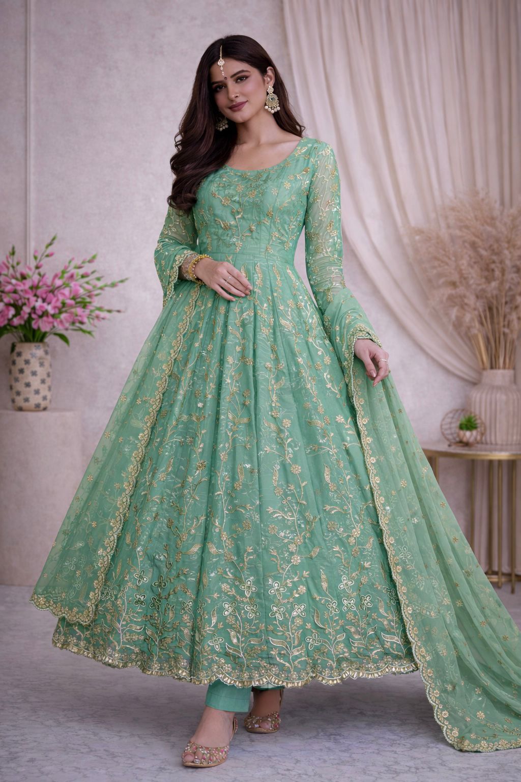 Heritage  full embroidered  gown set