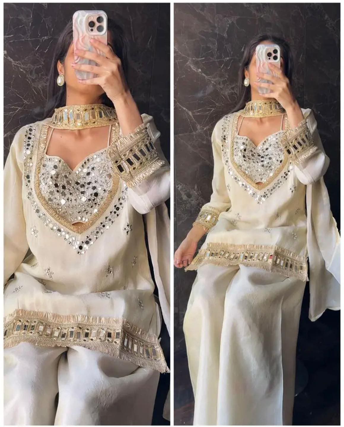 Shimmer silk sharara set