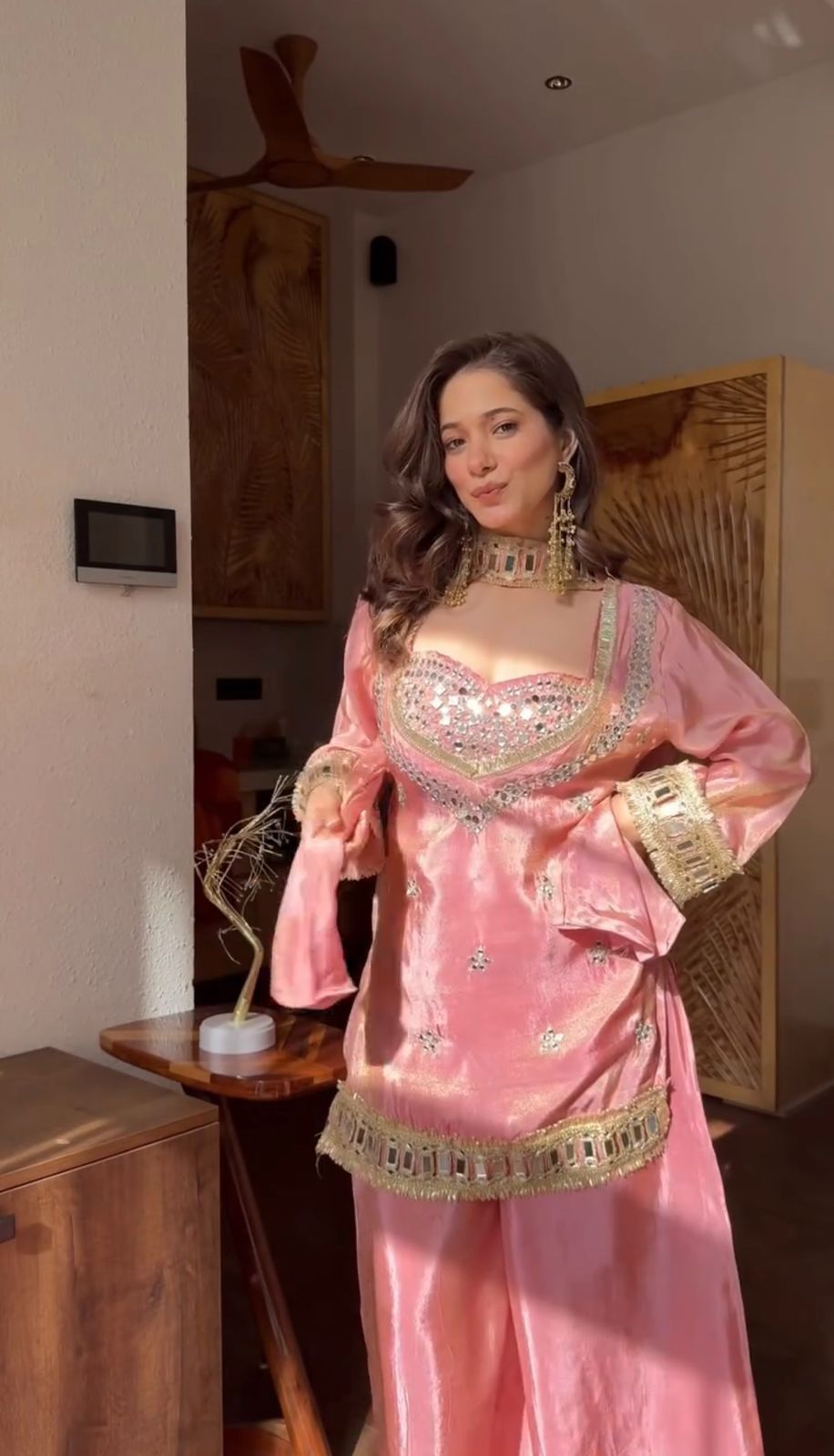 Shimmer silk sharara set