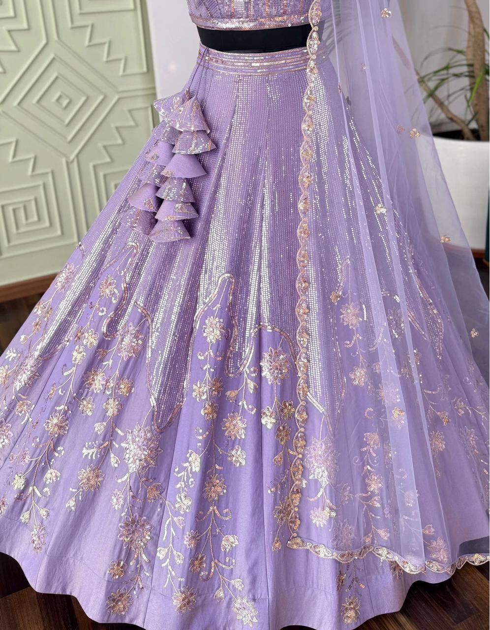 Liliac sequins lehnga set