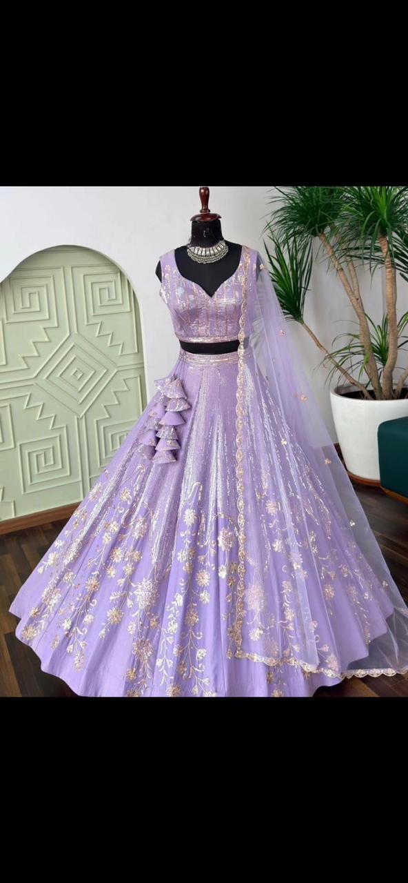 Liliac sequins lehnga set