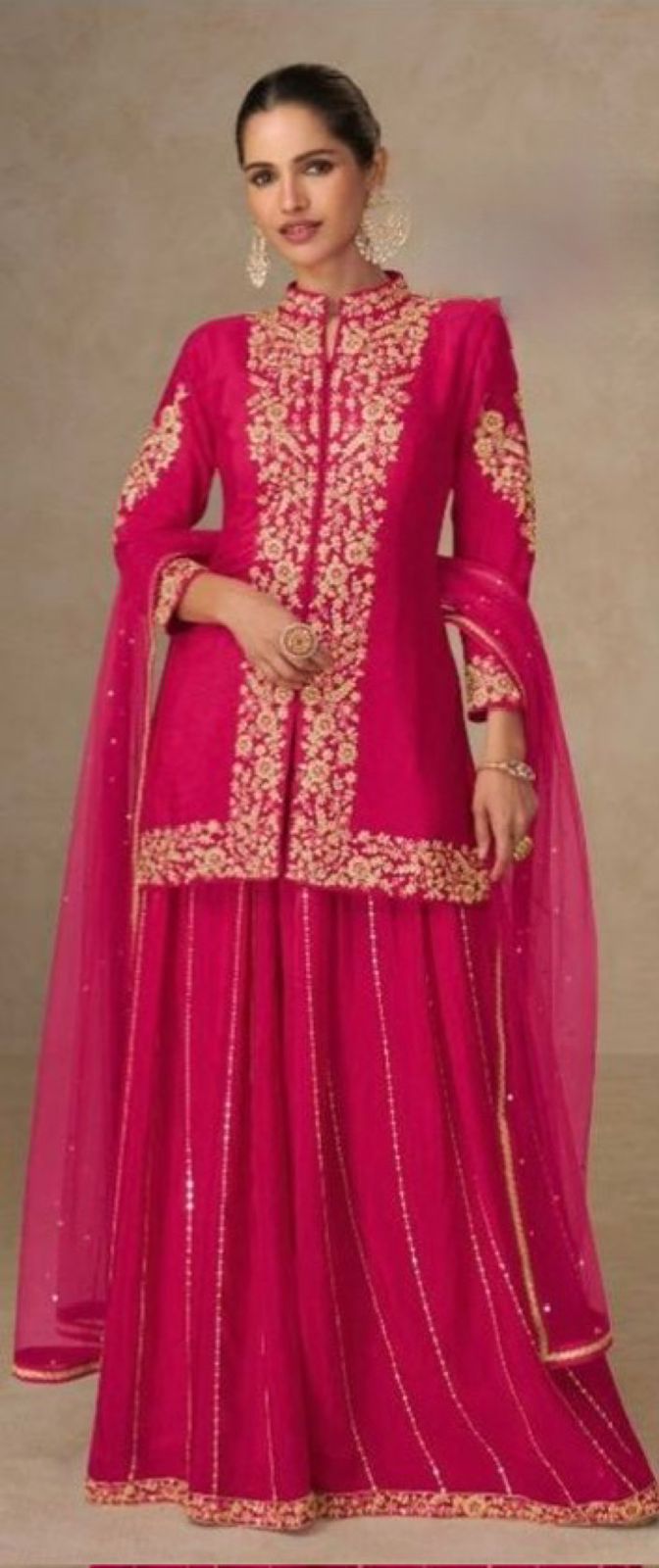Heavily Embroidered Gold Heritage Palazzo Ensemble