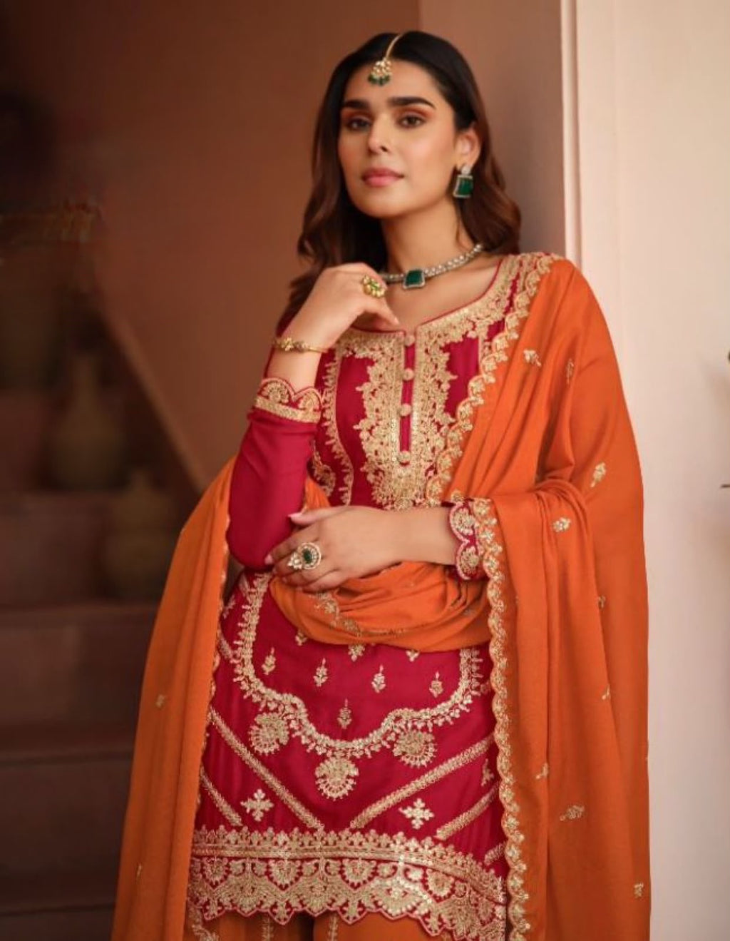 Silk embroidered sharara