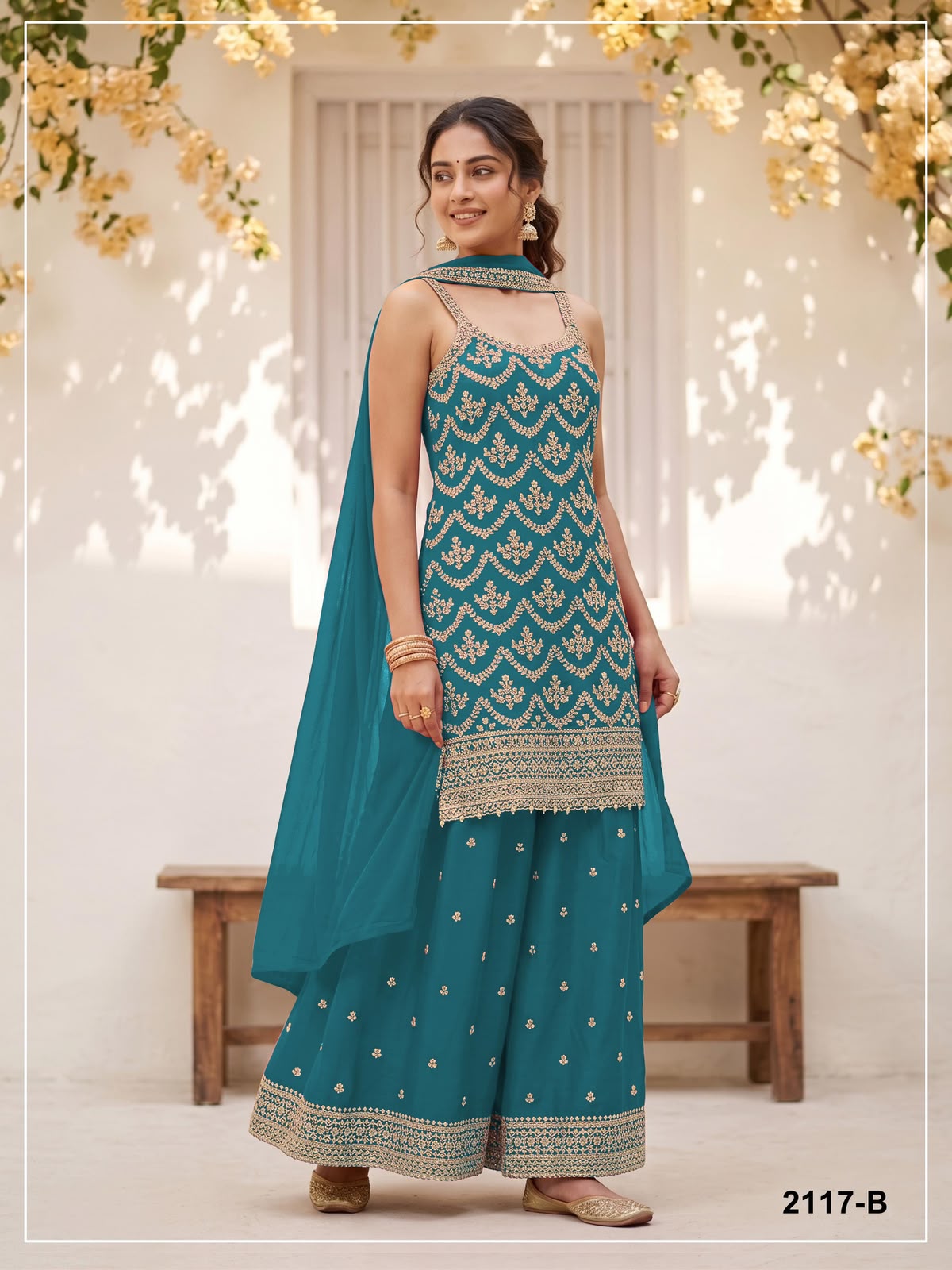 Embroidered sharara set
