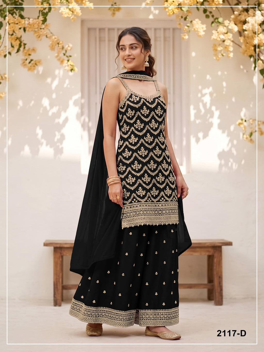 Embroidered sharara set