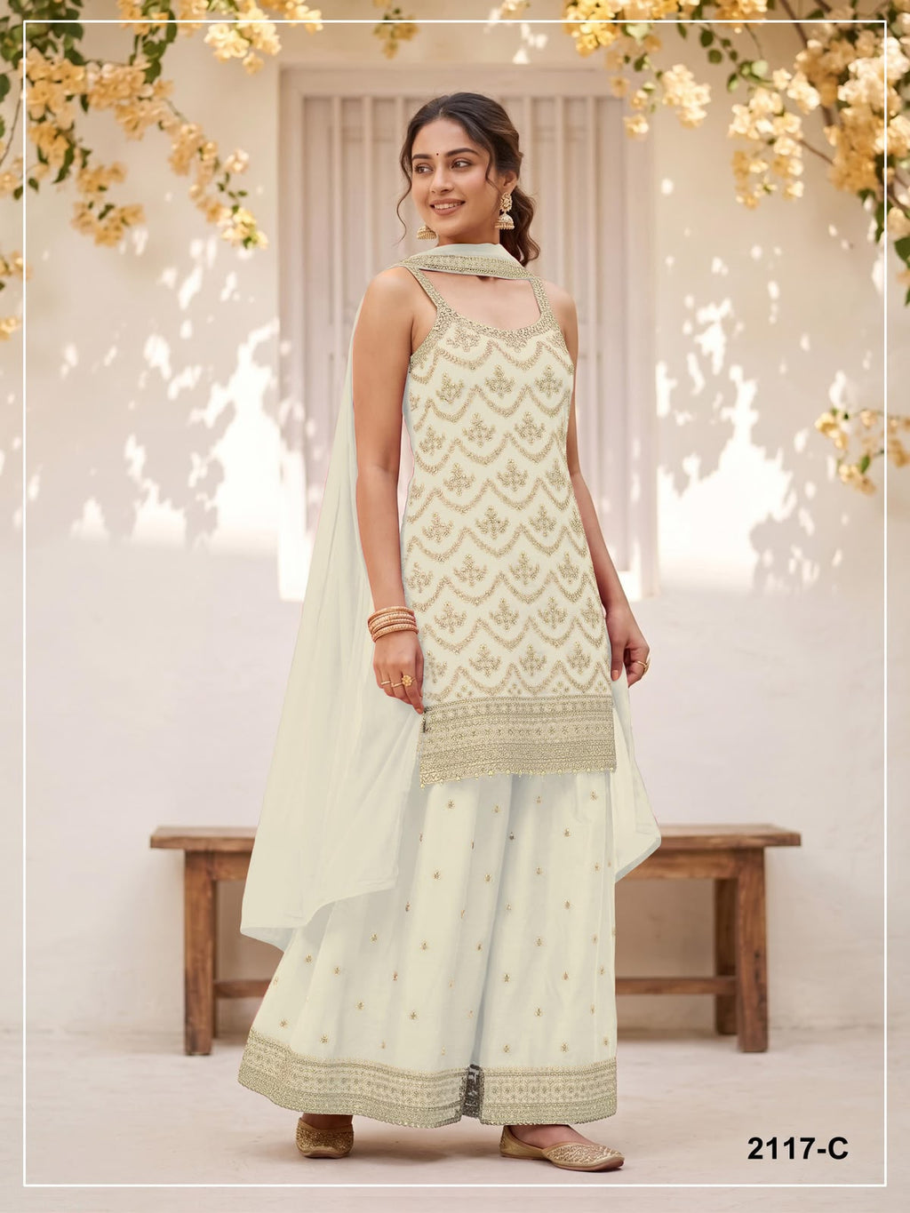 Embroidered sharara set