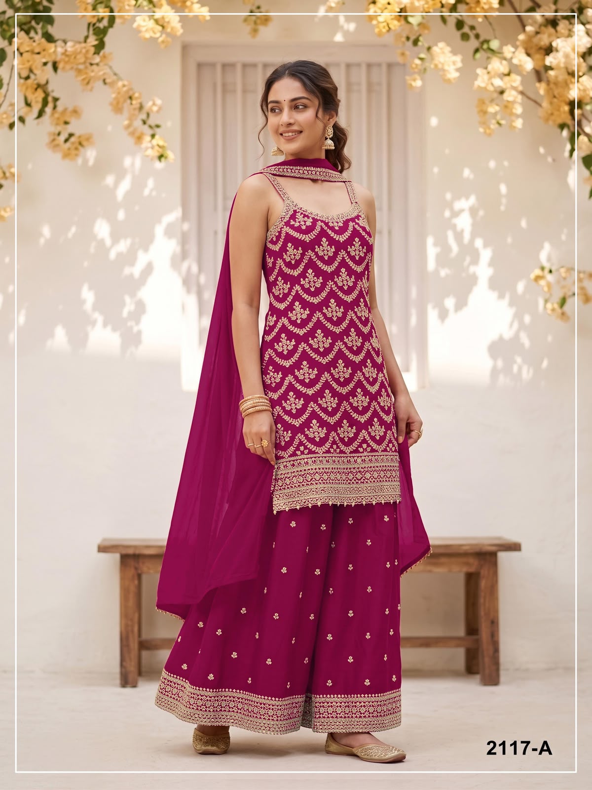 Embroidered sharara set