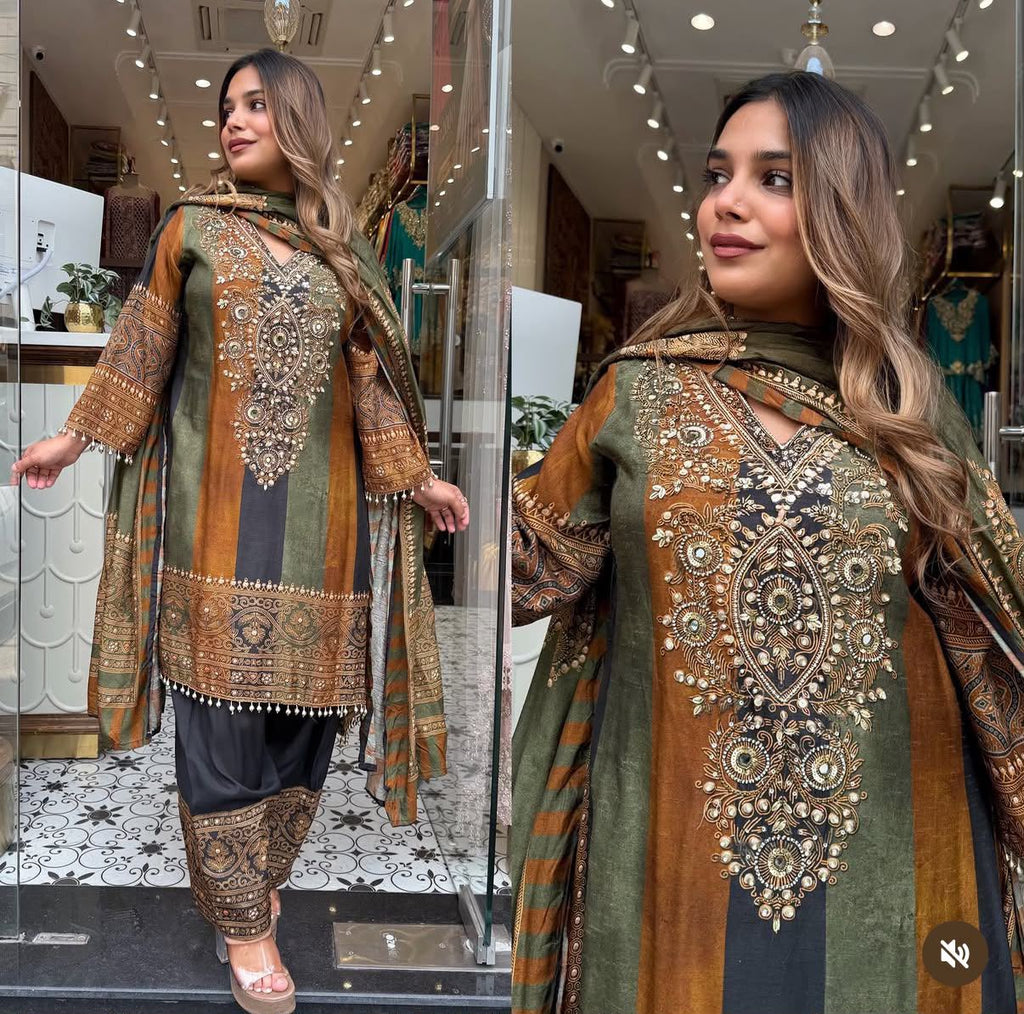 Ethereal Hand-Embroidered maslin silk Suit