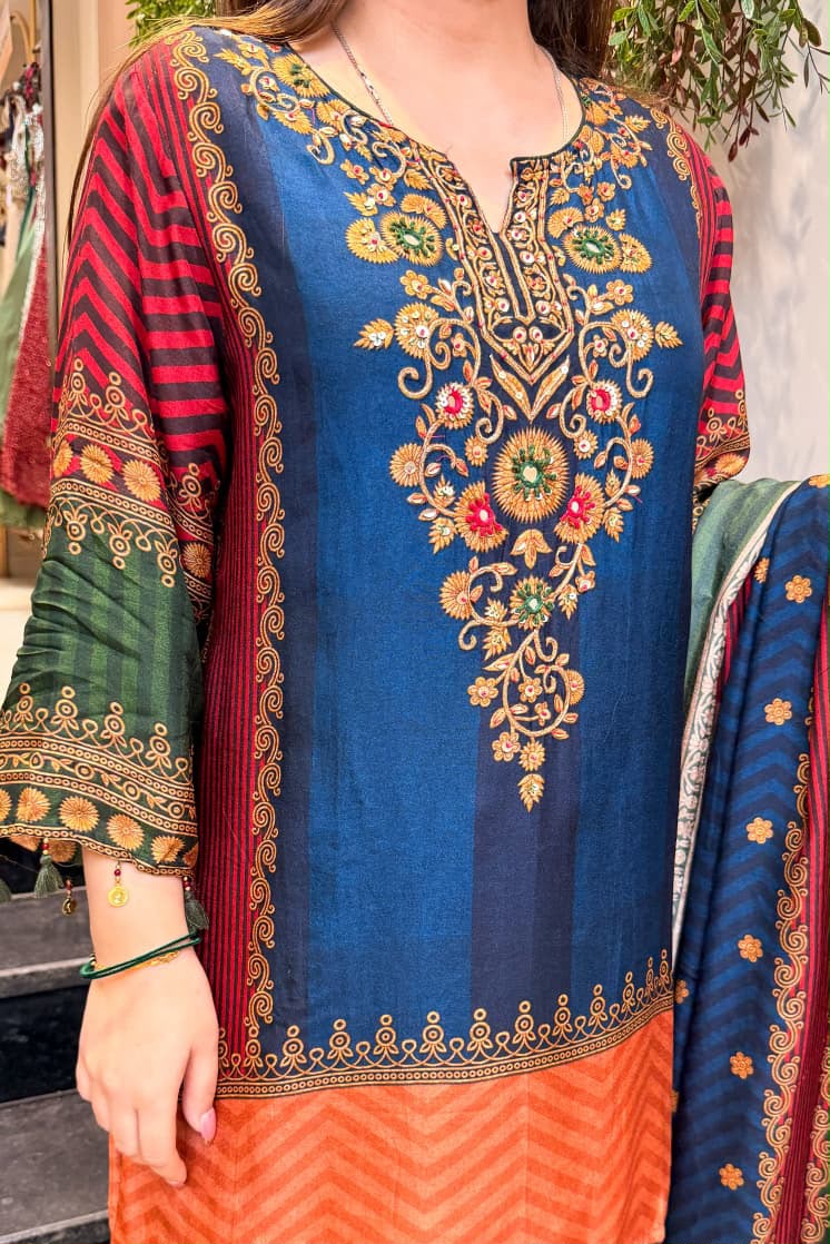 Premium maslin crepe suit