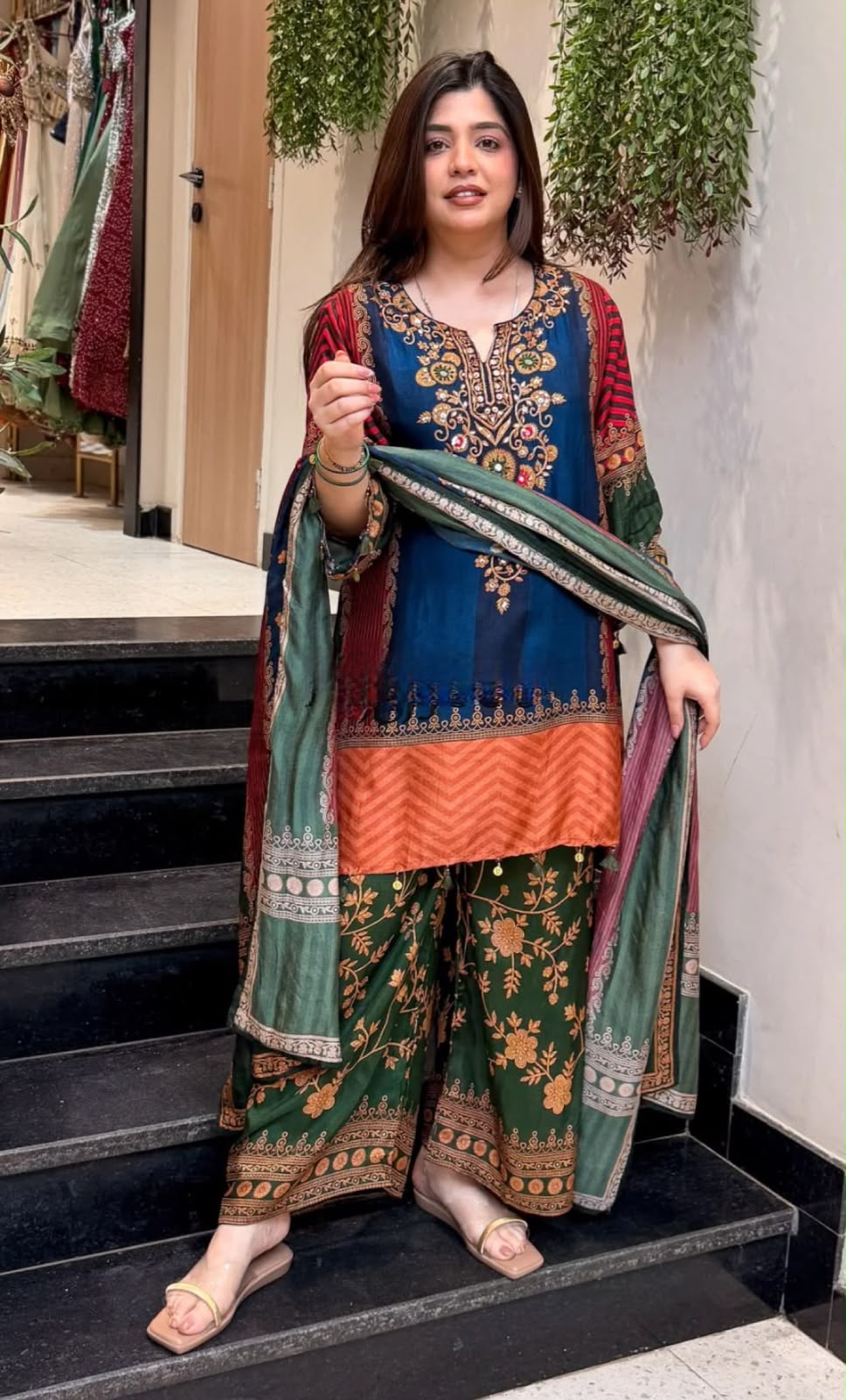 Premium maslin crepe suit