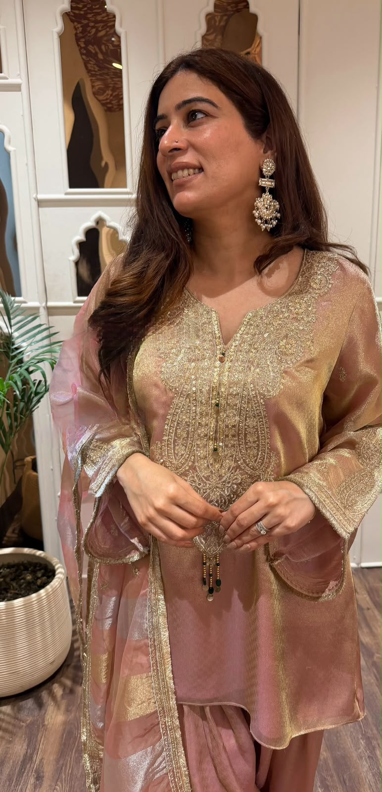 pure shimmer tissue salwar suit