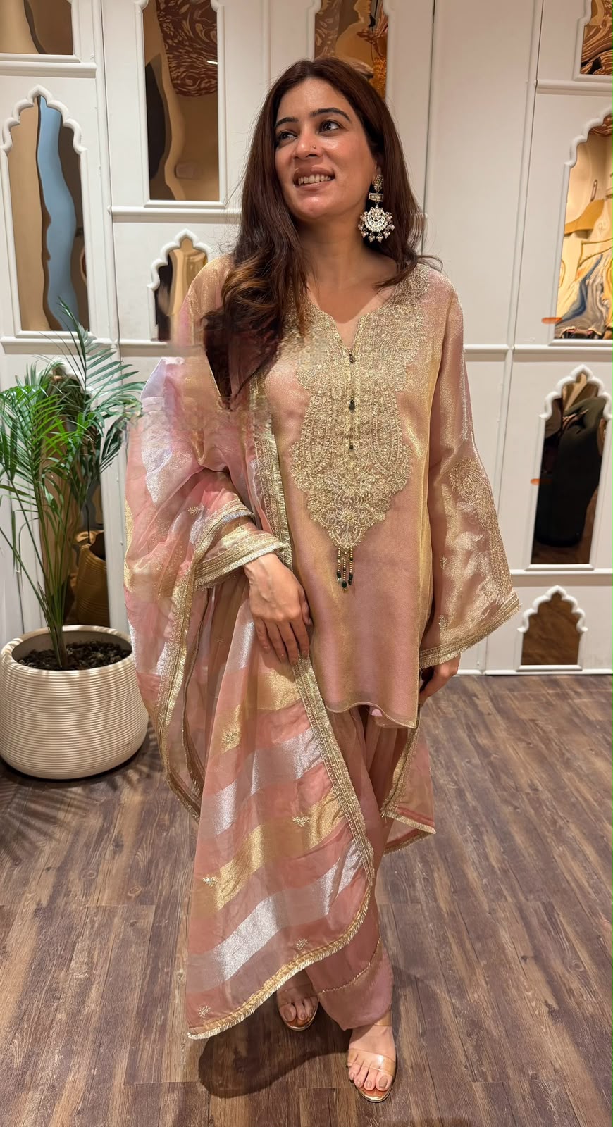 pure shimmer tissue salwar suit