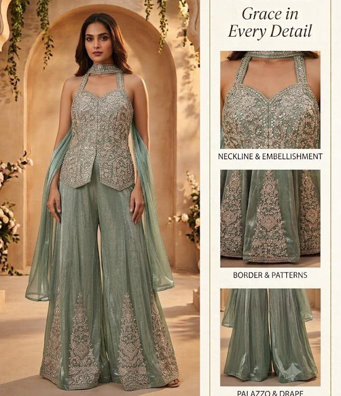 Royal silk  sharara  set
