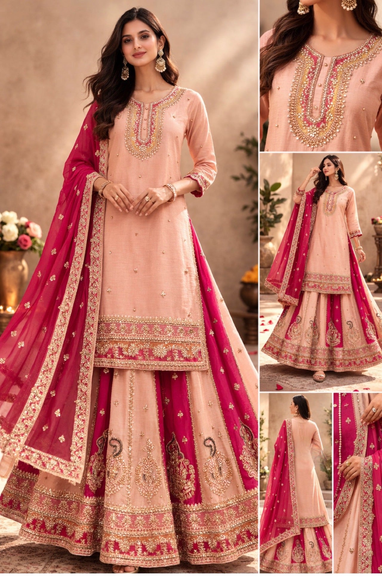 crepe silk sharara suit