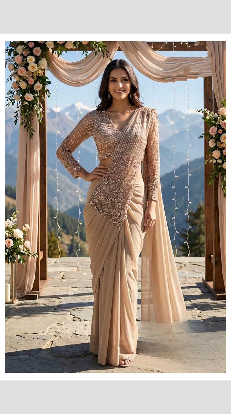 Elegant pre drape saree