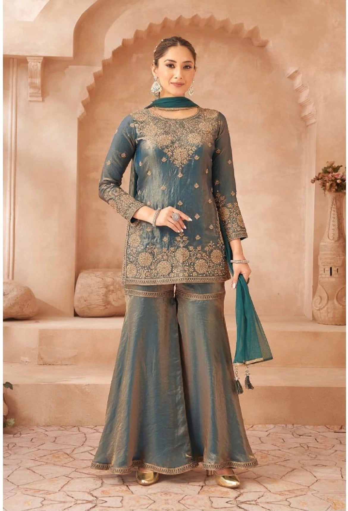 Fendy silk sharara set