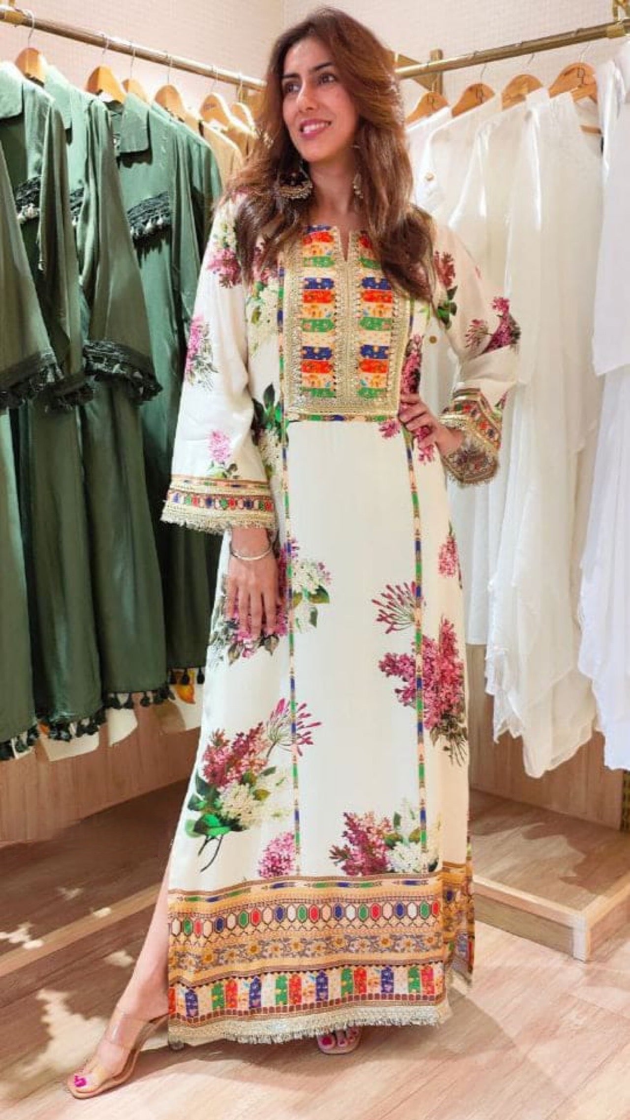 Muslin Long Slit Embroidered Kurti