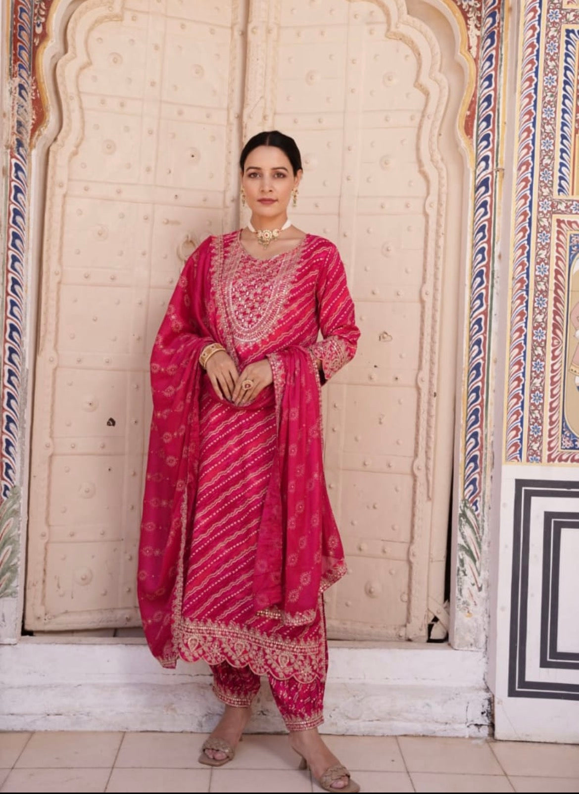 Rayon Embroidered Kurta Pant Dupatta Set