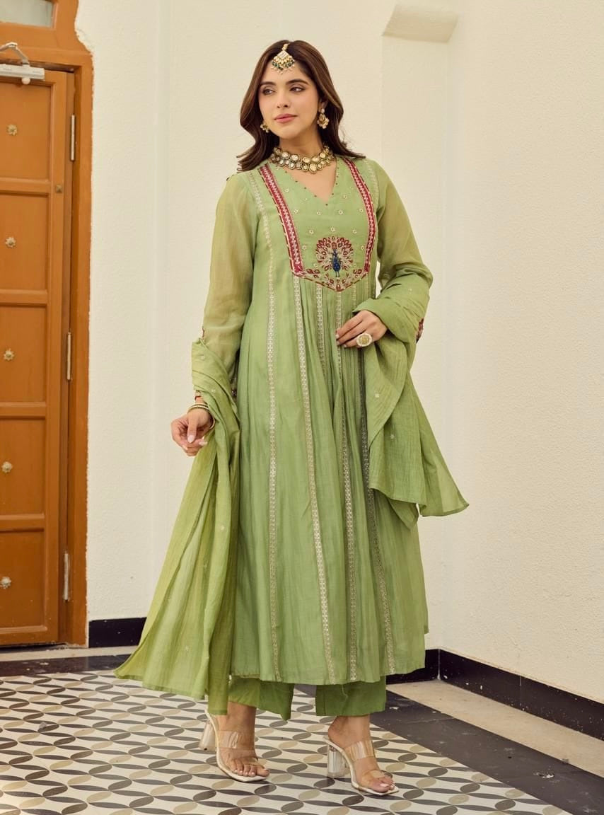 Mal Chanderi Zardosi Handwork Suit Set