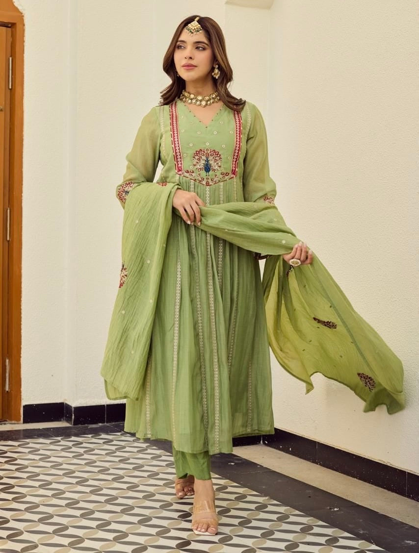 Mal Chanderi Zardosi Handwork Suit Set