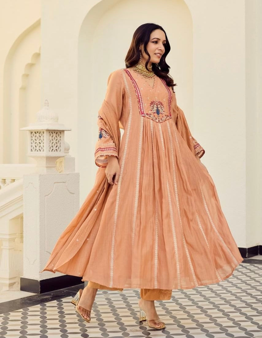 Mal Chanderi Zardosi Handwork Suit Set