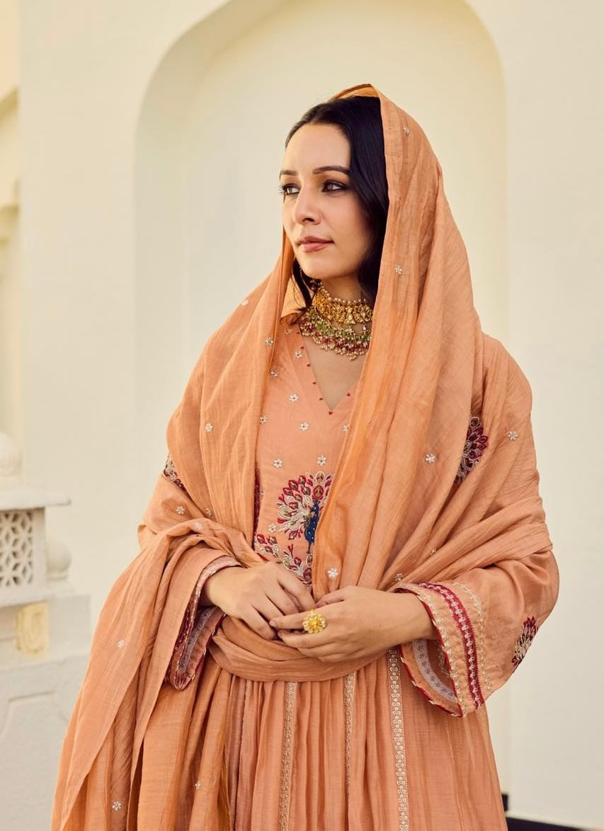 Mal Chanderi Zardosi Handwork Suit Set